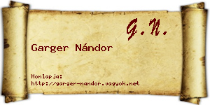 Garger Nándor névjegykártya