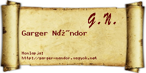 Garger Nándor névjegykártya